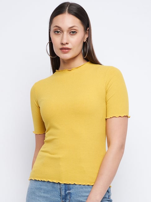 MADAME Mustard Slim Fit Top