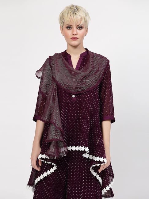 Lela Purple Striped Dupatta