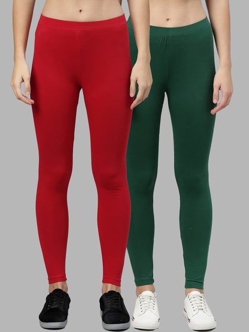 Buy HOMESHOP Shiny lycra leggings for women and girls (Pack of 2) Parrot  Green Skyblue Online - Get 58% Off