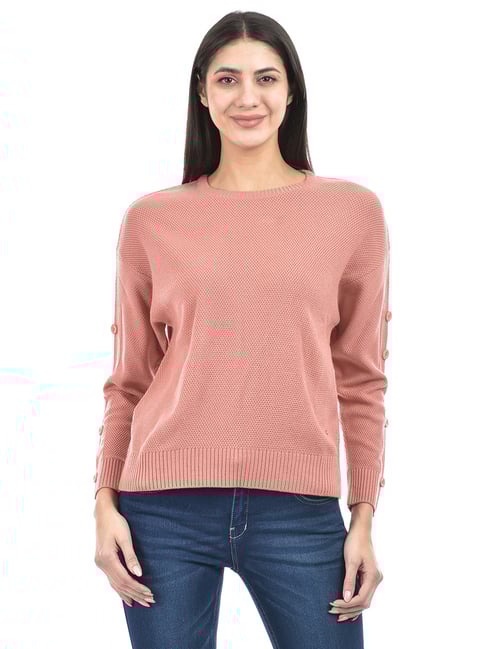 NUMERO UNO Dusty Pink Self Design Sweater-picture-11