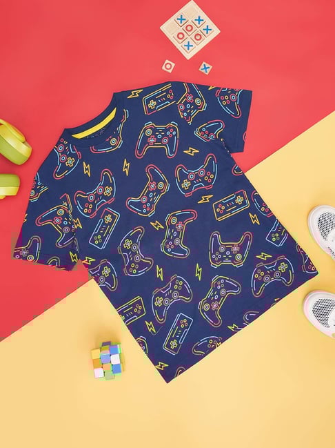 Pantaloons Junior Navy Cotton Printed T-Shirt-picture-23