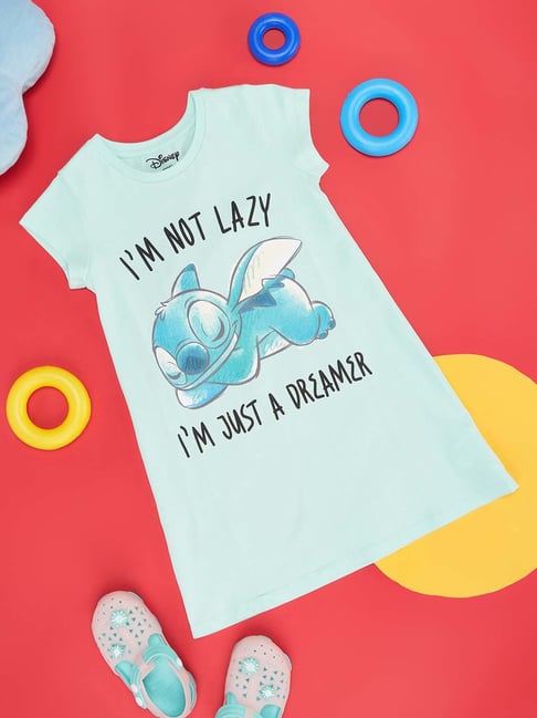 Pantaloons Junior Green Cotton Printed Night Dress