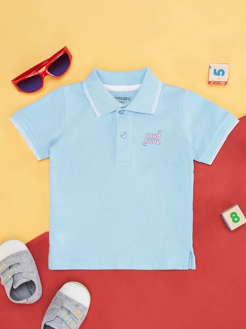 Pantaloons Baby Blue Cotton Printed Polo T-Shirt