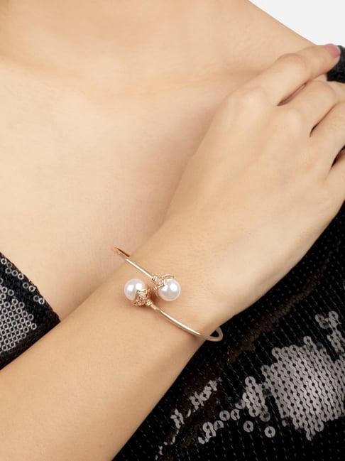 Buy Zaveri Pearls Rose Gold Tone & Pearls Bracelet-ZPFK17184
