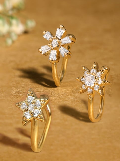 Buy Zaveri Pearls Set of 3 Clip On Nose Pins-ZPFK17364 Online At