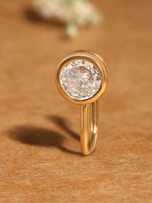 Zaveri Pearls Gold Tone Cubic Zirconia Embellished Contemporary Brass Clip On Nose Pin-ZPFK17182