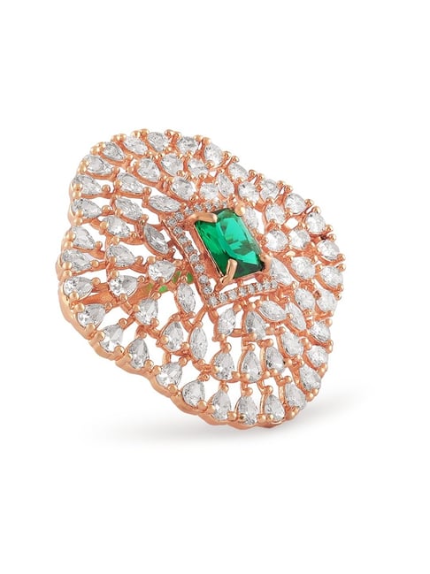 アクセサリー Preuve ring Buy Zaveri Pearls Rose Gold Party Bling Adjustable Ring-ZPFK16104