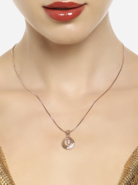 Buy Zaveri Pearls Rose Gold Cubic Zirconia Pendants -ZPFK17536