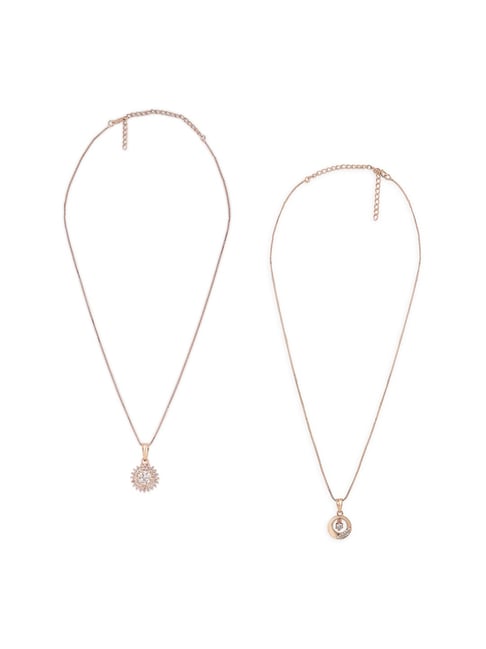Buy Zaveri Pearls Rose Gold Cubic Zirconia Pendants -ZPFK17536