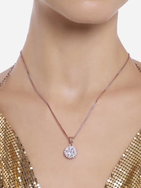 Buy Zaveri Pearls Rose Gold Cubic Zirconia Pendants -ZPFK17536