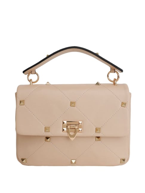 Buy Kazo Beige Synthetic Solid Satchel Handbag Online At Best
