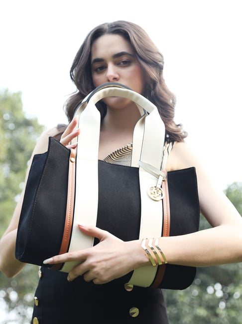Buy Kazo Black Synthetic Solid Tote Handbag Online At Best Price