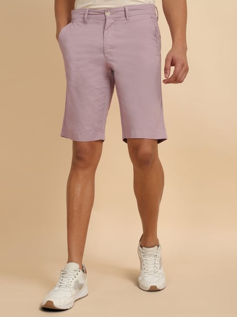 Allen Solly Pink Cotton Slim Fit Shorts-picture-17