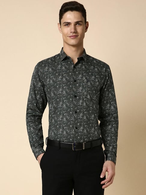 Buy Allen Solly Green Cotton Slim Fit Printed Shirt for Mens Online Tata CLiQ