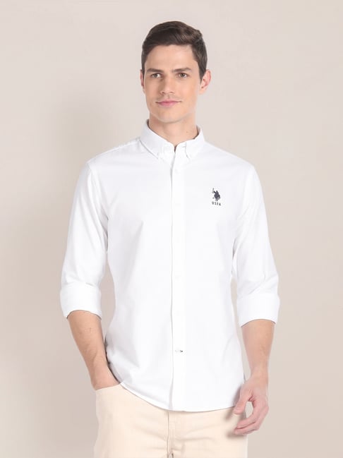 U.S. Polo Assn. White Regular Fit Cotton Shirt