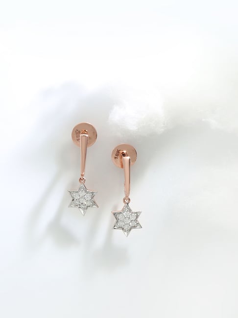 Malabar Gold and Diamonds 18k Rose Gold Diamond Drop Earrings