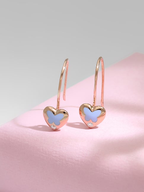 Malabar Gold and Diamonds 18k Rose Gold Diamond Drop Earrings