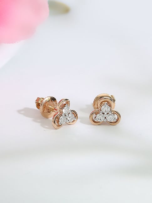 Malabar Gold and Diamonds 18k Rose Gold Diamond Stud Earrings
