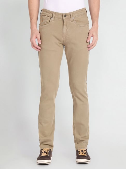 Buy Brown Solid Straight-Fit Cotton Pant Online in India -Beyoung