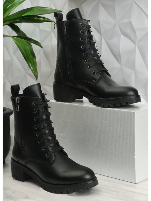 Elle Women's Black Derby Boots-picture-18