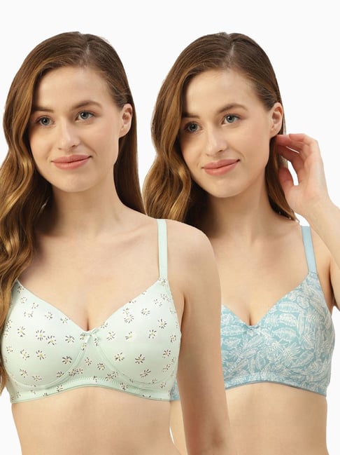 Leading Lady Blue & Sea Green Printed Full Coverage T-Shirt Bra - Pack of 2-picture-18