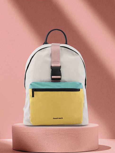 Buy Fastrack White Faux Leather Color Block Backpack Online At Best Price Tata CLiQ