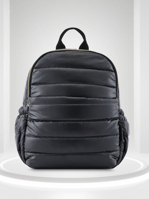 Black leather quilted backpack hotsell