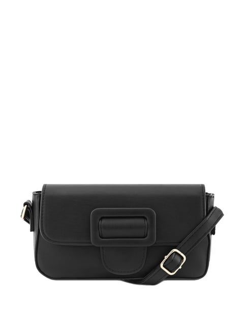 Fastrack Black Faux Leather Solid Sling Handbag-picture-14