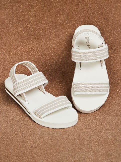 Ginger by Lifestyle Women's Beige Sling Back Sandals