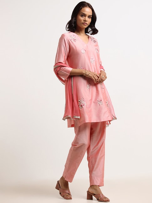 Buy Hot Pink Kurti With Pant Set for Women Online in India