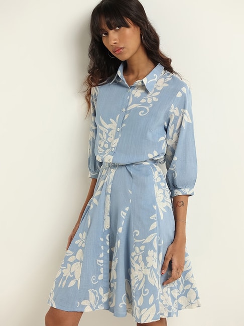 Bombay Paisley by Westside Light Blue Floral-Patterned Dress Price in  India, Full Specifications & Offers | DTashion.com