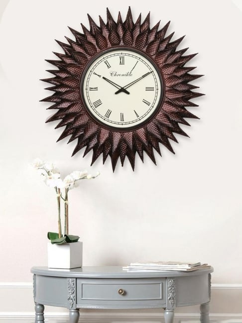 CHRONIKLE Sun Burst Style Black and Pink Iron Roman Number Analog Wall Clock-picture-12
