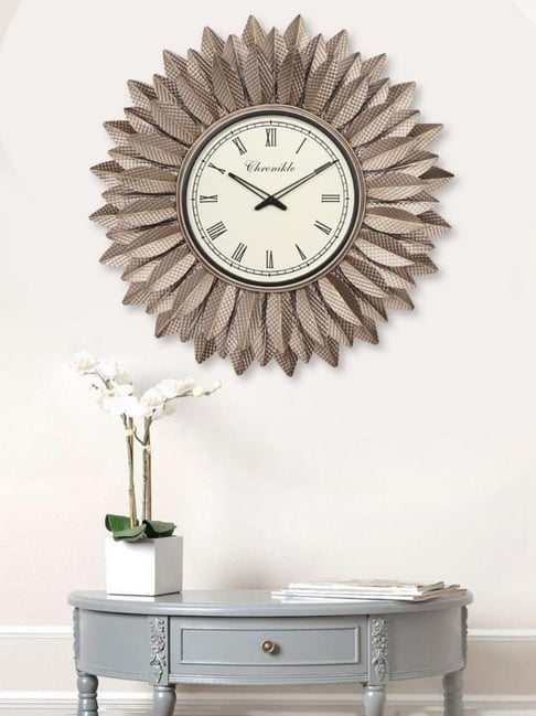 CHRONIKLE Sun Burst Design Golden Iron Roman Number Analog Wall Clock-picture-19