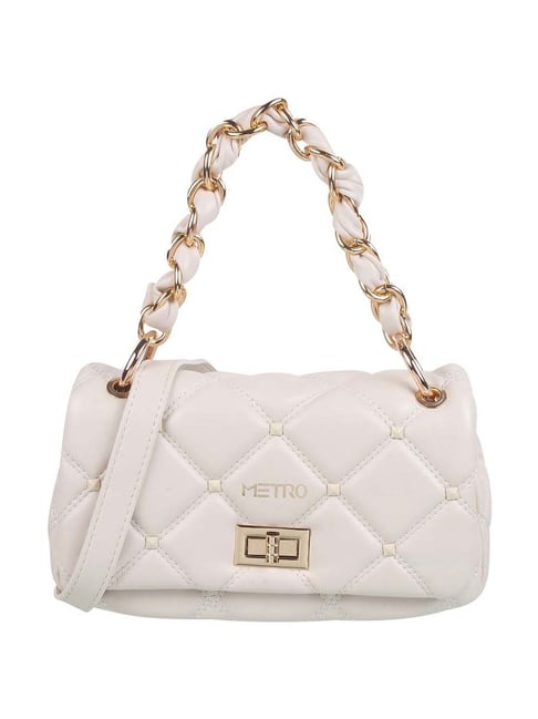 Metro Off White Synthetic Solid Sling Handbag-picture-43