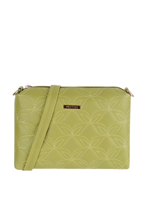 Metro Green Synthetic Textured Sling Handbag-picture-16