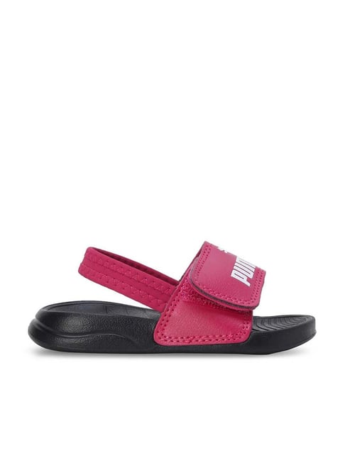 Puma Kids Popcat 20 Pink Black Back Strap Sandals