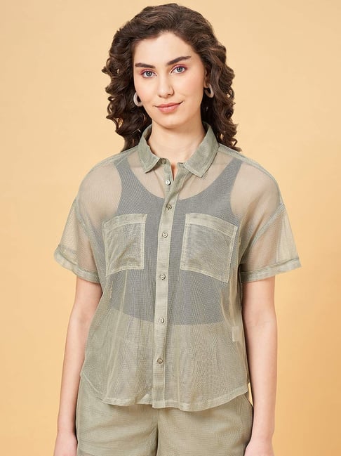 Cotton Linen: Olive Cotton Linen Shirts By The Souled Store