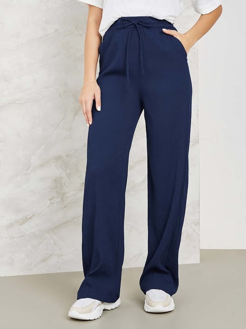 Styli Navy High Rise Flared Pants-image-16