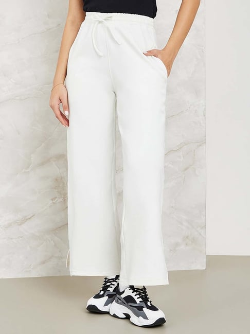 Styli White Mid Rise Flared Track Pants-picture-18