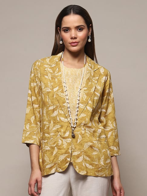 Biba Yellow Printed Tailored Jacket With Inner-picture-26