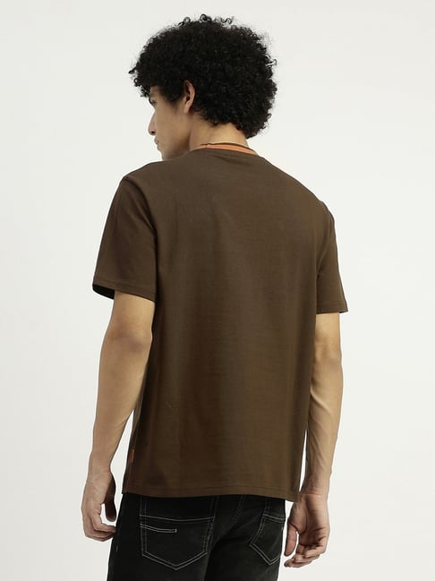 United Colors of Benetton Brown Pure Cotton Relaxed Fit Printed T