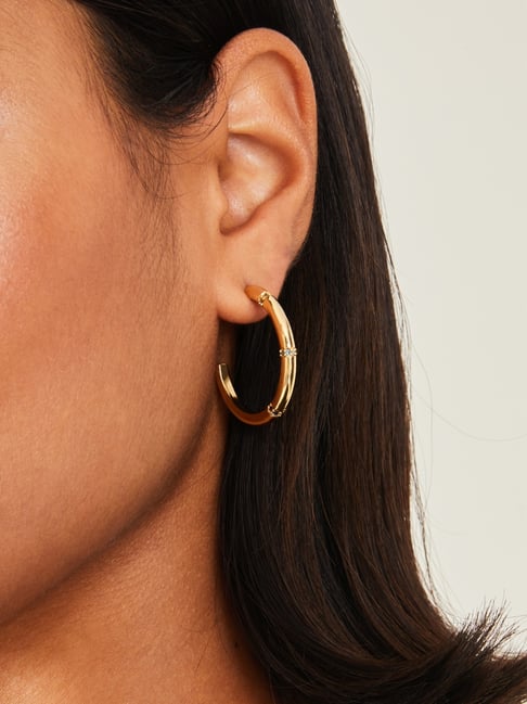 Accessorize London Real Gold-Plated Bamboo Hoop Earrings