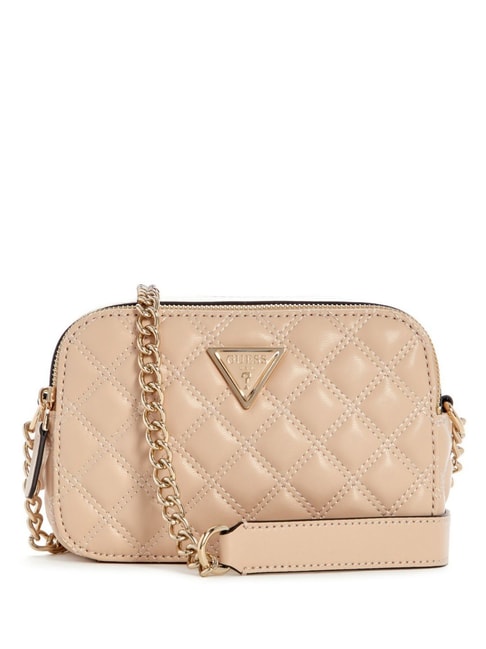 GUESS Light Beige GIULLY Quilted Medium Camera Bag
