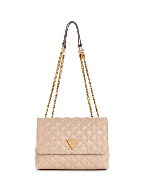 GUESS Light Beige GIULLY Quilted Medium Shoulder Bag