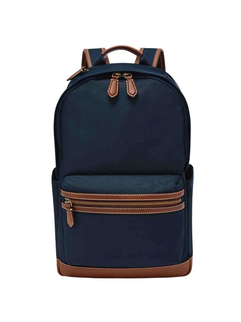 Fossil Buckner Navy Blue Nylon Solid Backpack Ltrs