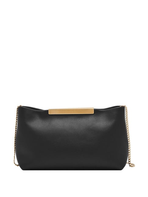 Fossil Penrose Black Leather Solid Clutch