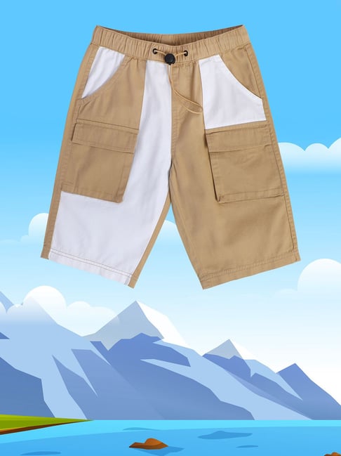 MINIKLUB Kids Brown & White Color Block Shorts