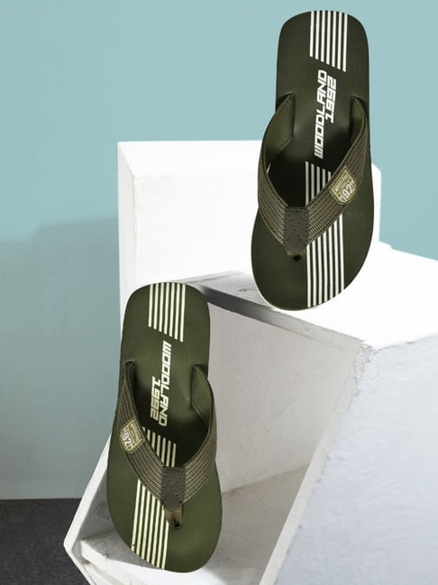 Woodland Men's Olive Flip Flops-picture-10