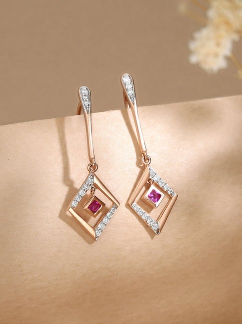 Buy Malabar Gold and Diamonds 18k Rose Gold Diamond Drop Earrings