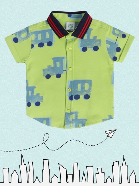 MINIKLUB Kids Green Printed Shirt